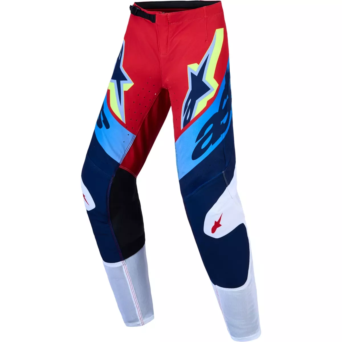 Pantalon Cross Alpinestars Youth Supertech Dyna Rouge Feu Blanc Bleu Marine