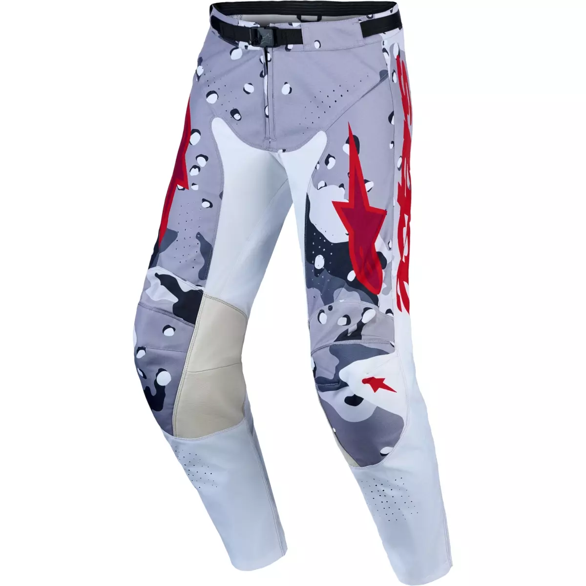 Pantalon Cross Alpinestars Racer Air Lone Gris Blanc Camo Rouge Feu