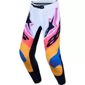 Pantalon Cross Alpinestars Supertech Dyna Blanc Bleu Ciel Noir Violet