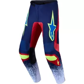 Pantalon Cross Alpinestars Fluid Drag Bleu Marine Rouge Feu Blanc