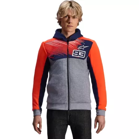 Sweat Zippé Alpinestars MM93 Chrome V2 Bleu Marine Gris Chiné Rouge Fluo -- Blouson Moto ALPINESTARS