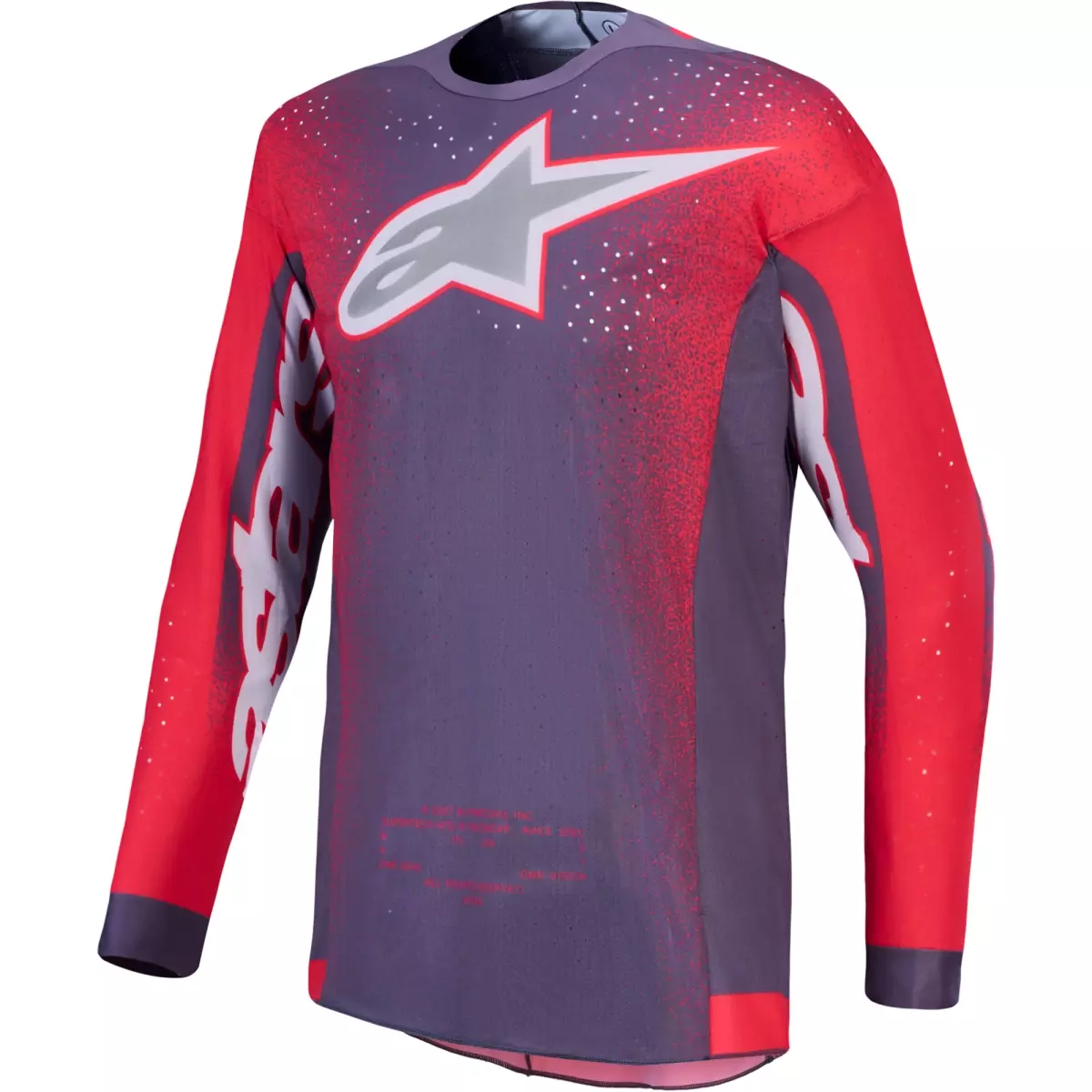 Maillot Cross Alpinestars Supertech Hiten AFD Graystone Rouge Fluo Lilas