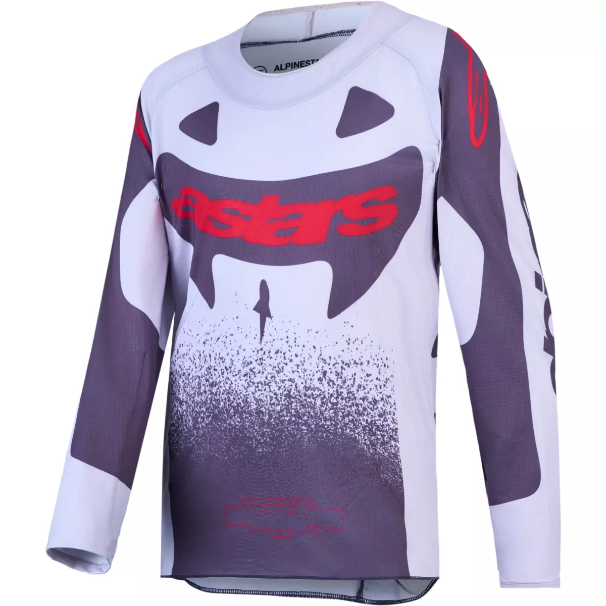 Maillot Cross Alpinestars Youth Supertech Swan Lilas Gris Foncé Rouge Fluo