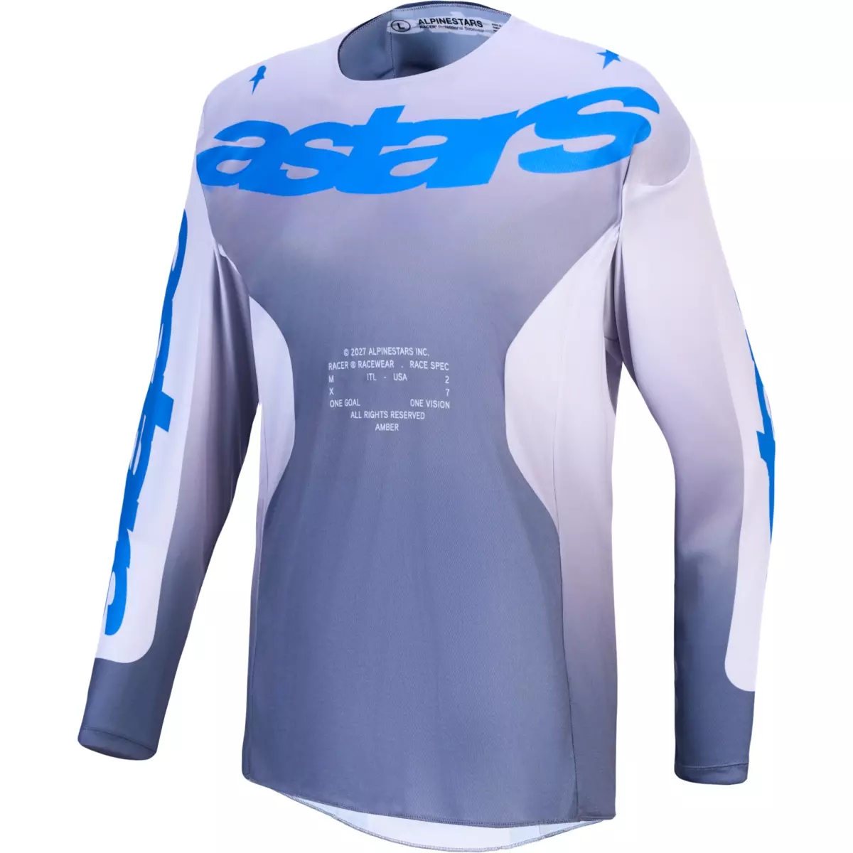 Maillot Cross Alpinestars Racer Amber Gris Cendré Lilas Ucla Bleu