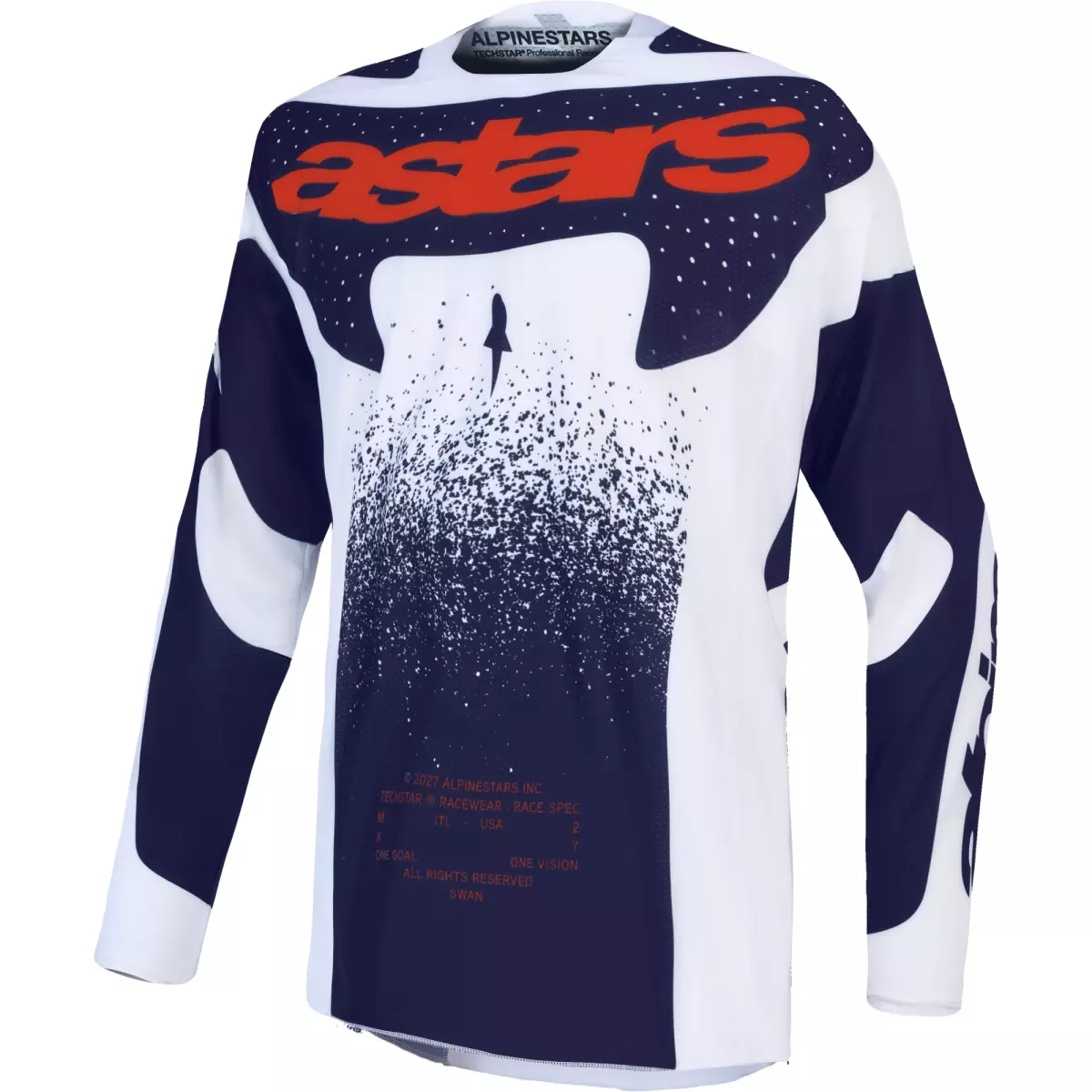 Maillot Cross Alpinestars Techstar Swan Lilas Gris Foncé Rouge Fluo