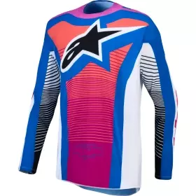 Maillot Cross Alpinestars Techstar Maven Blanc Corail Vif Bleu Ciel