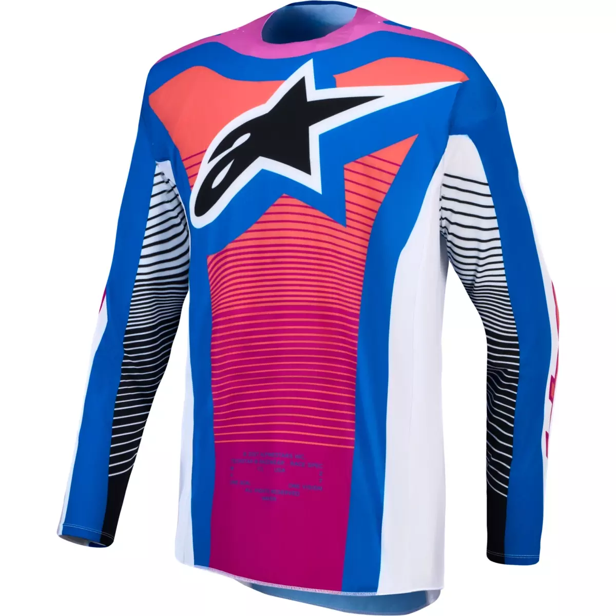 Maillot Cross Alpinestars Techstar Maven Blanc Corail Vif Bleu Ciel