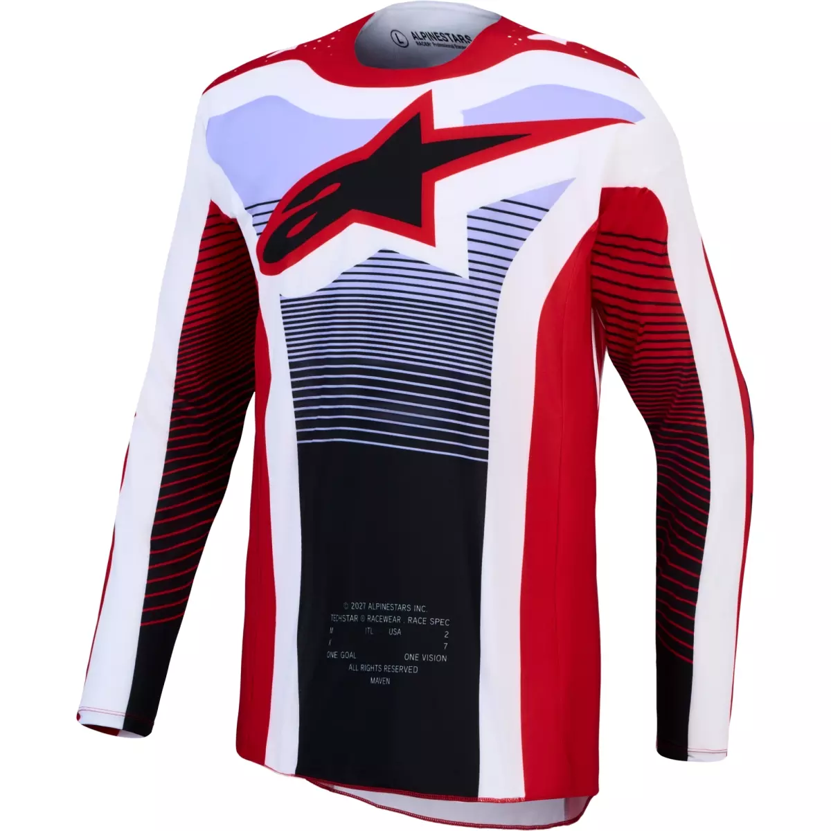Maillot Cross Alpinestars Techstar Maven Rouge Feu Blanc Lavande Noir