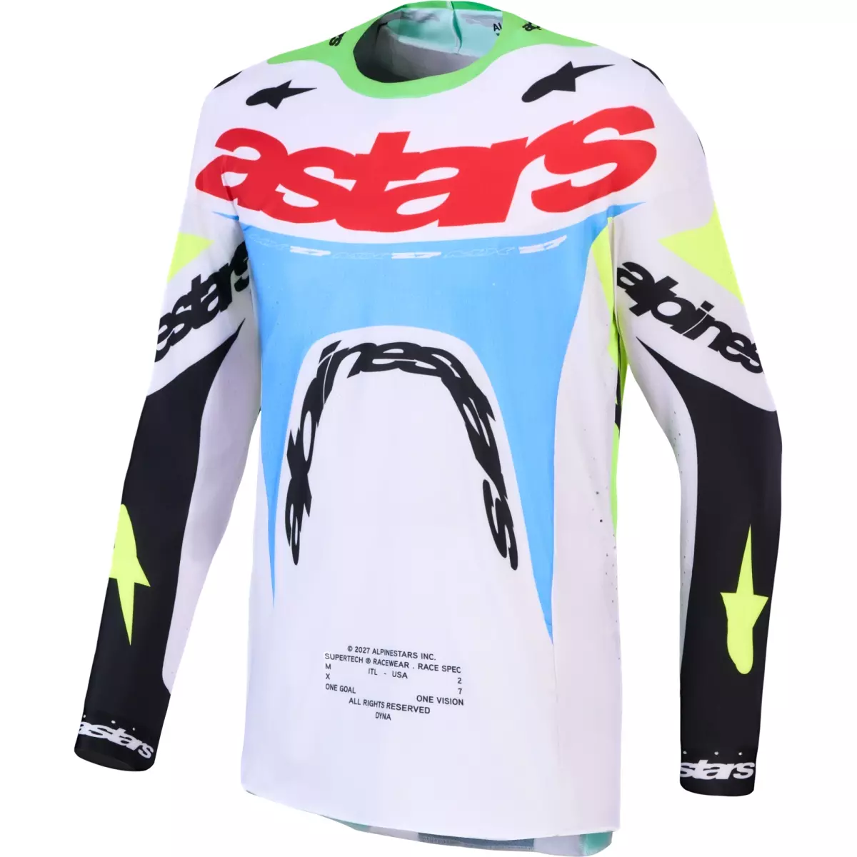 Maillot Cross Alpinestars Supertech Dyna Lilas Vert Fluo Noir