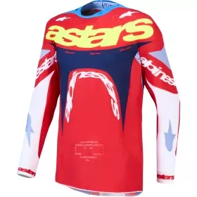 Maillot Cross Alpinestars Supertech Dyna Rouge Feu Blanc Bleu Marine