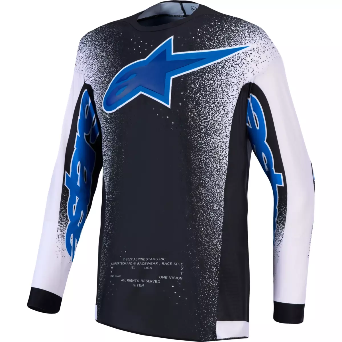 Maillot Cross Alpinestars Supertech Hiten AFD Noir Lilas Bleu Ciel