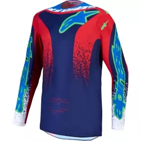 Maillot Cross Alpinestars Fluid Drag Bleu Marine Rouge Feu Blanc