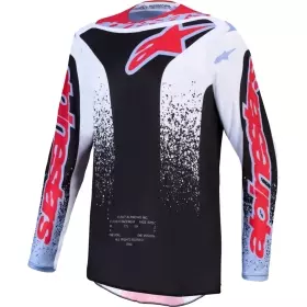 Maillot Cross Alpinestars Fluid Drag Noir Blanc Bleu Clair Rouge Fluo