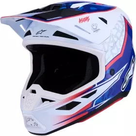 Casque Cross Alpinestars S-M7 Blaster Blanc Bleu Rouge