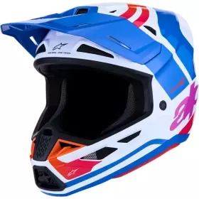 Casque Cross Alpinestars S-M7 Core Blanc Bleu Violet