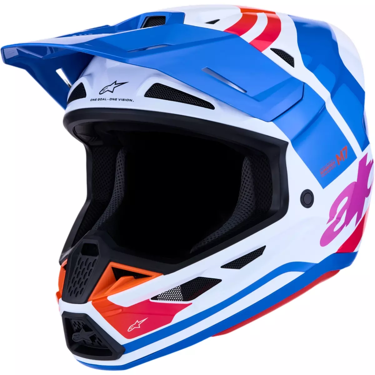 Casque Cross Alpinestars S-M7 Core Blanc Bleu Violet