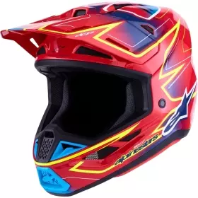 Casque Cross Alpinestars S-M7 Cast Rouge Jaune Fluo Bleu