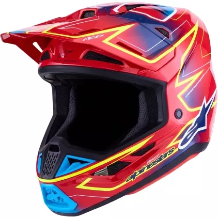 Casque Cross Alpinestars S-M7 Cast Rouge Jaune Fluo Bleu - Casque Cross ALPINESTARS