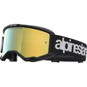 Masque Cross Alpinestars Vision 5 Hone Noir Blanc Iridium Or