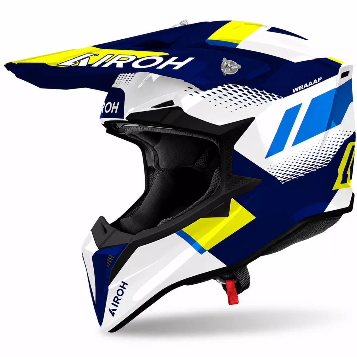 Casque Cross Airoh Wraaap Vision Jaune Bleu Blanc