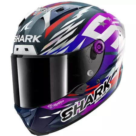 Casque Shark Aeron Replica Zarco Signature 2026 Carbone Violet Chrome
