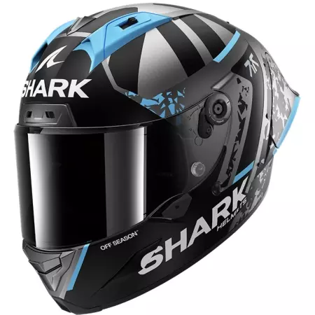 Casque Shark Aeron-GP FIM Racing  2 Replica Raul Fernandez Winter Test Anthracite Bleu Argent - Casque Intégral SHARK