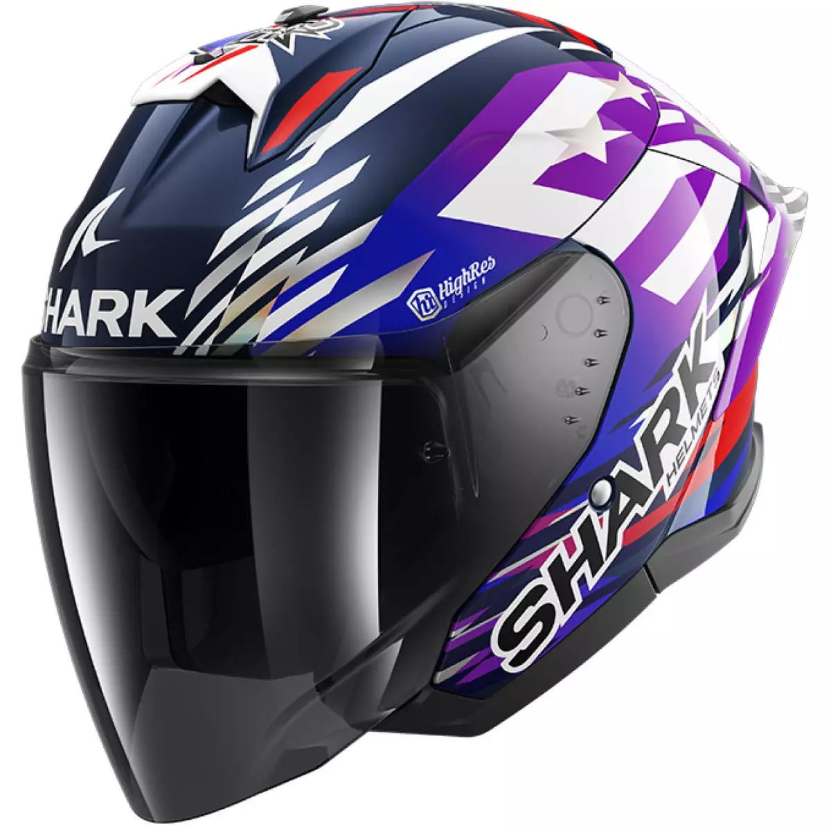 Casque Shark Skwal Jet Cup Replica Zarco Signature 2026 Bleu Violet Chrome
