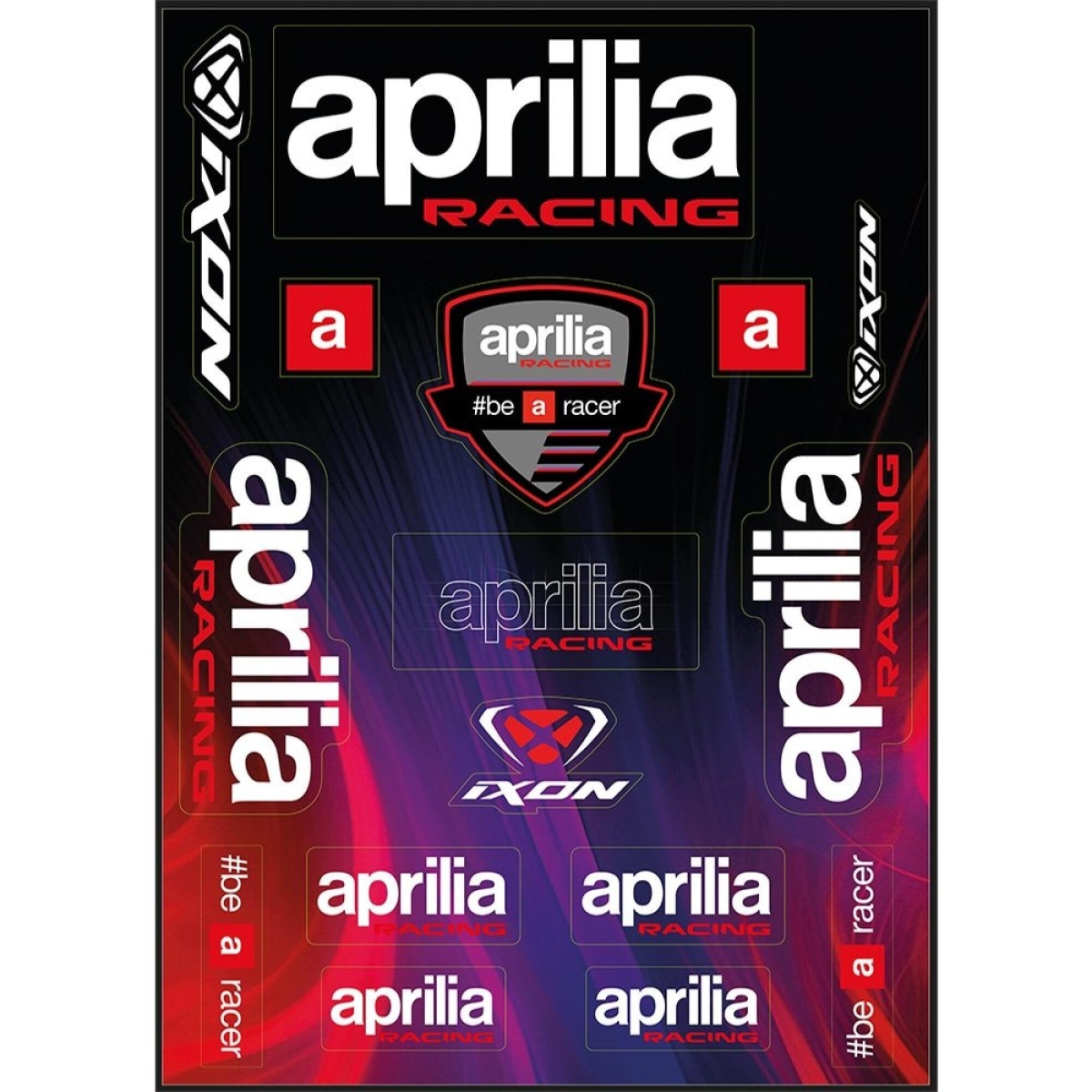 Sticker Plastique Ixon STI1 APRILIA 26 Noir Violet Rouge Fluo