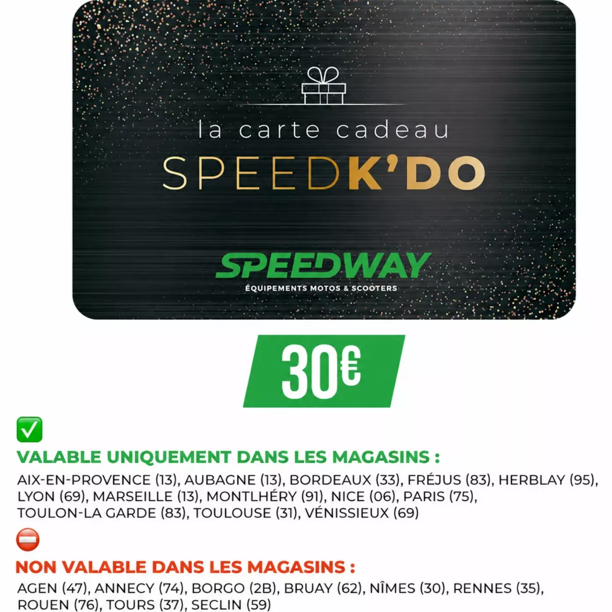Carte Cadeau Magasin 30€ SpeedK'Do