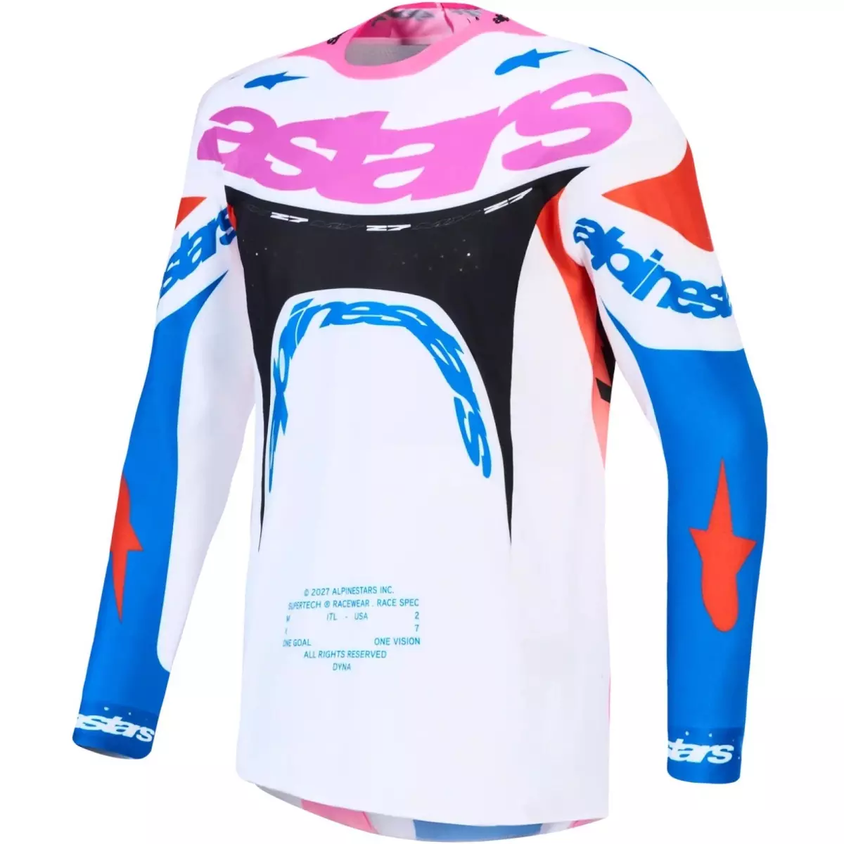 Maillot Alpinestars Supertech Dyna MX27 Blanc Bleu Rose