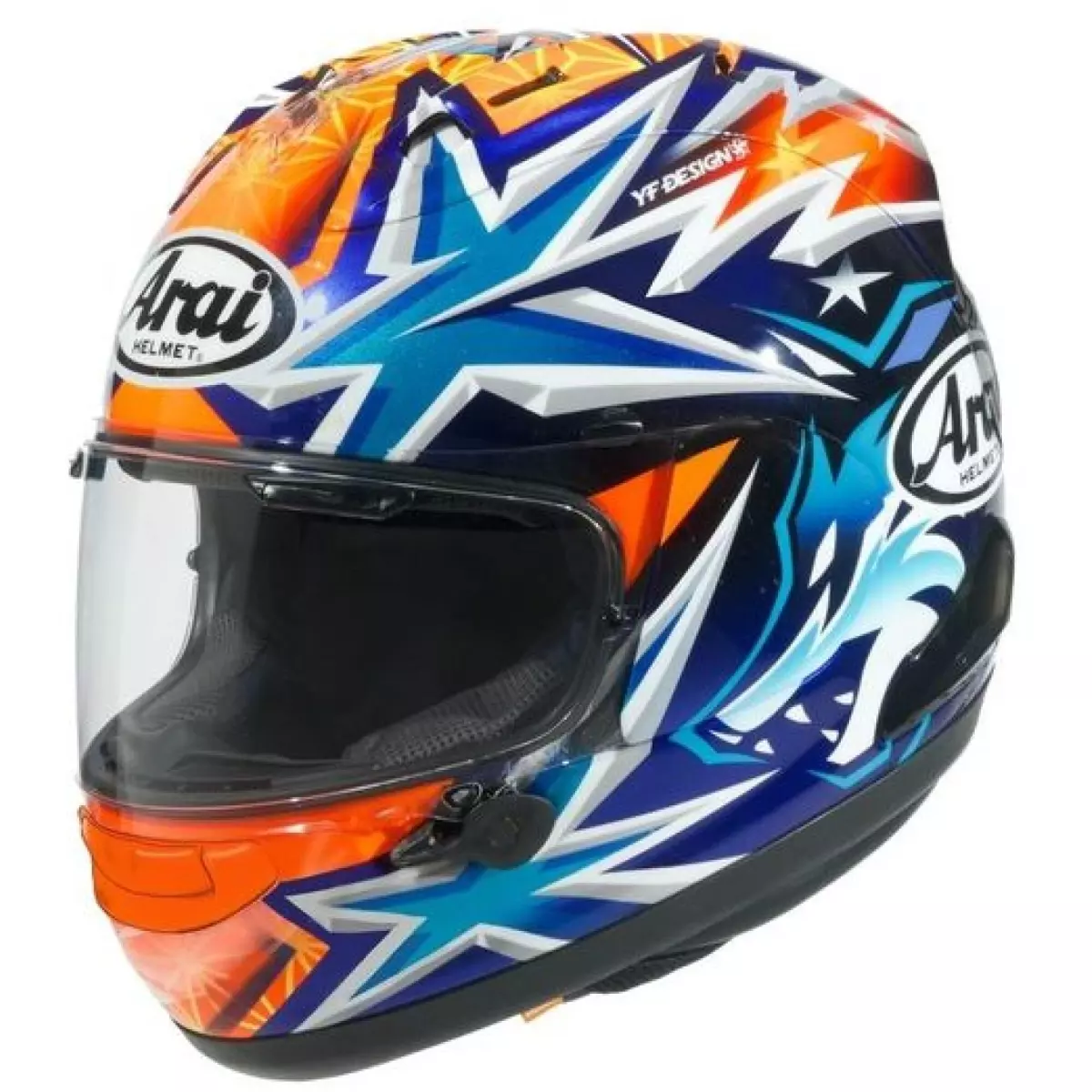 Casque Arai RX-7V Evo Okamoto Compass Replica Bleu Blanc Orange