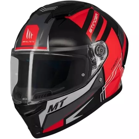 Casque MT Helmets Stinger 2 Tron B15 Noir Rouge Brillant - Casque Intégral MT Helmets