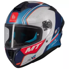 Casque MT Helmets Targo S Ivan Ortola 2024 A7 Bleu Blanc Rouge Brillant