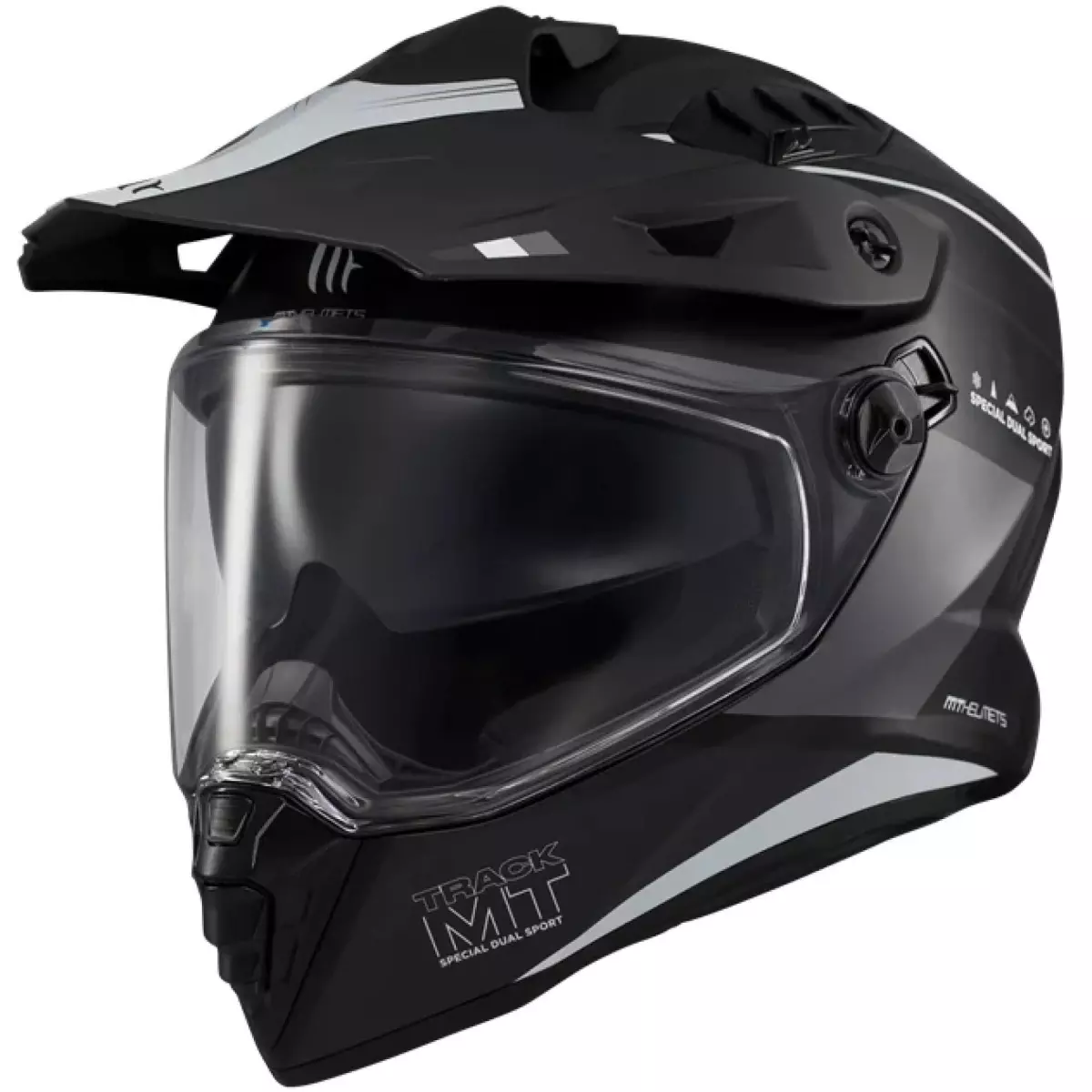 Casque MT Helmets Track SV Aries B1 Noir Gris Mat