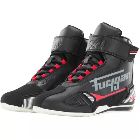 Baskets Furygan V5 D3O WP Blanc Noir Rouge - Bottes et chaussures FURYGAN