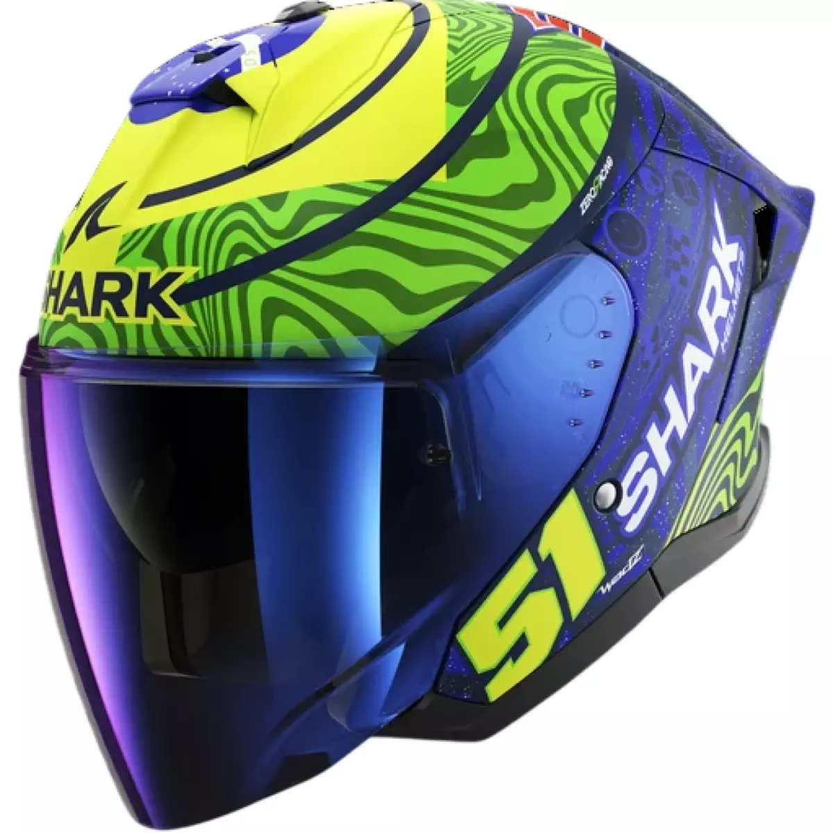 Casque Shark Skwal Jet Cup Replica Granado Bleu Vert Jaune