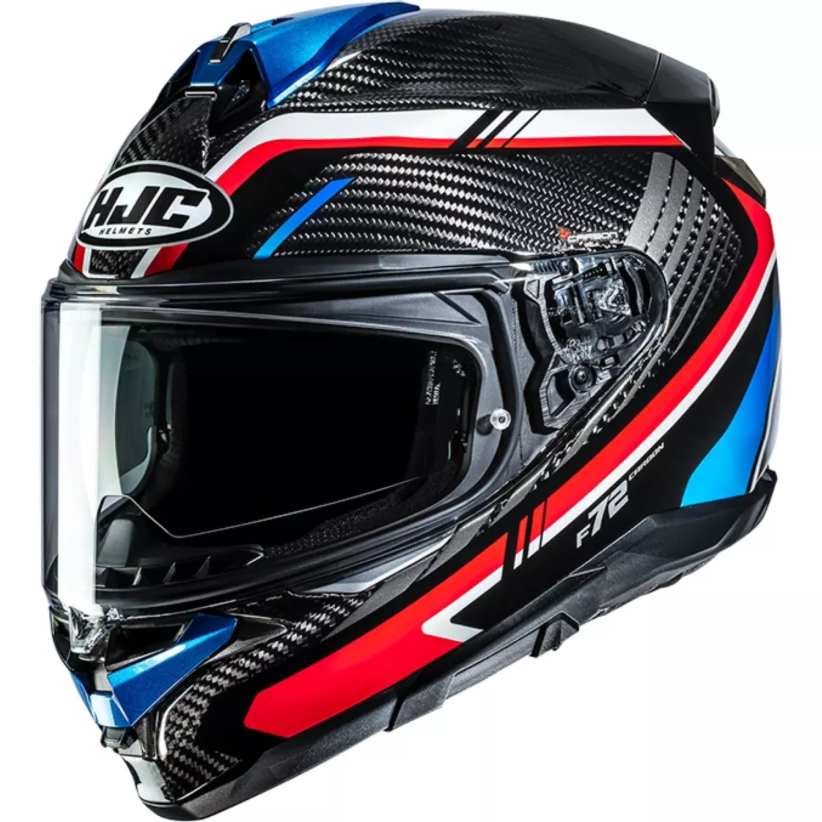 Casque HJC F72 Carbon Kairo MC21 Noir Rouge Bleu