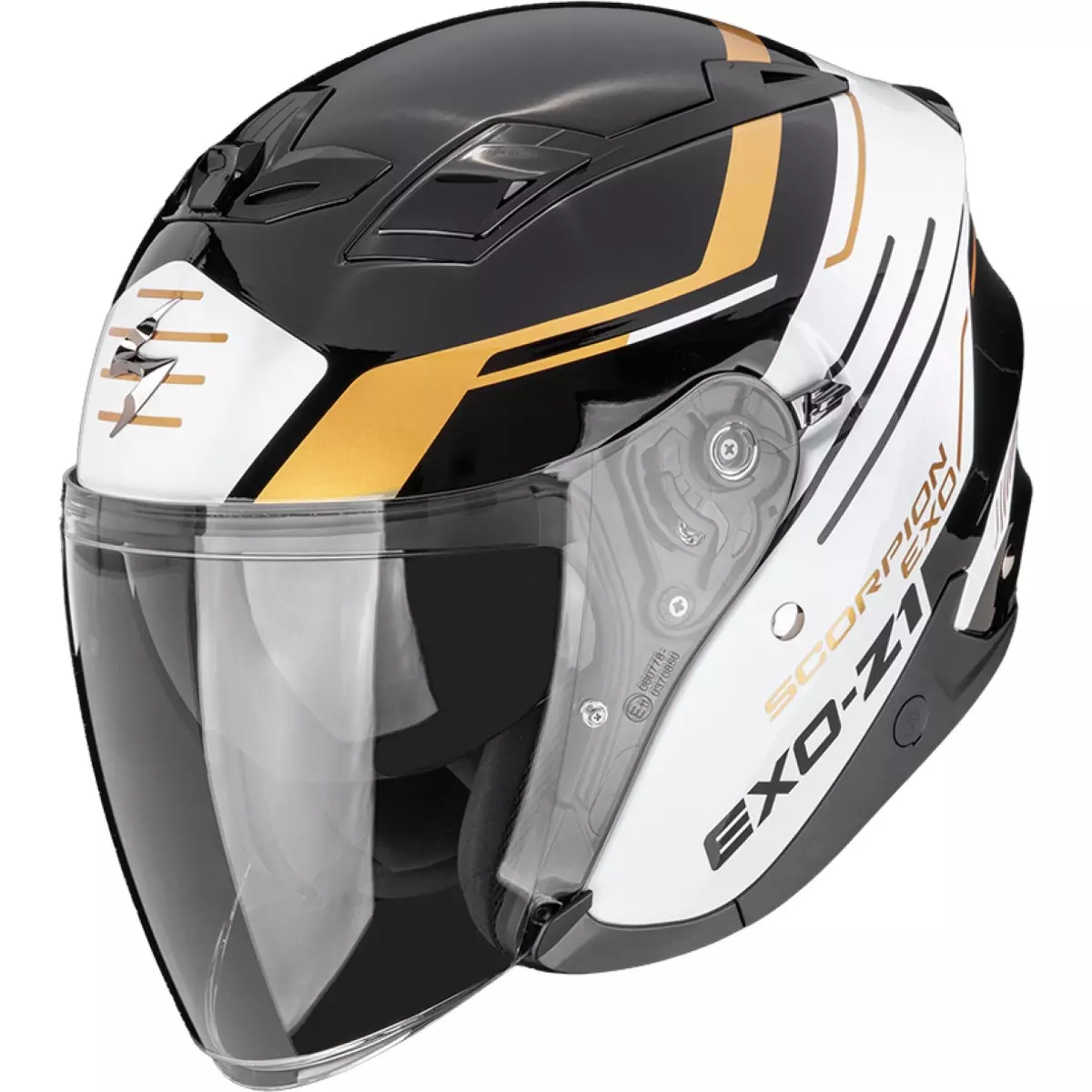 Casque Scorpion Exo-Z1 Prymus Noir Blanc Or