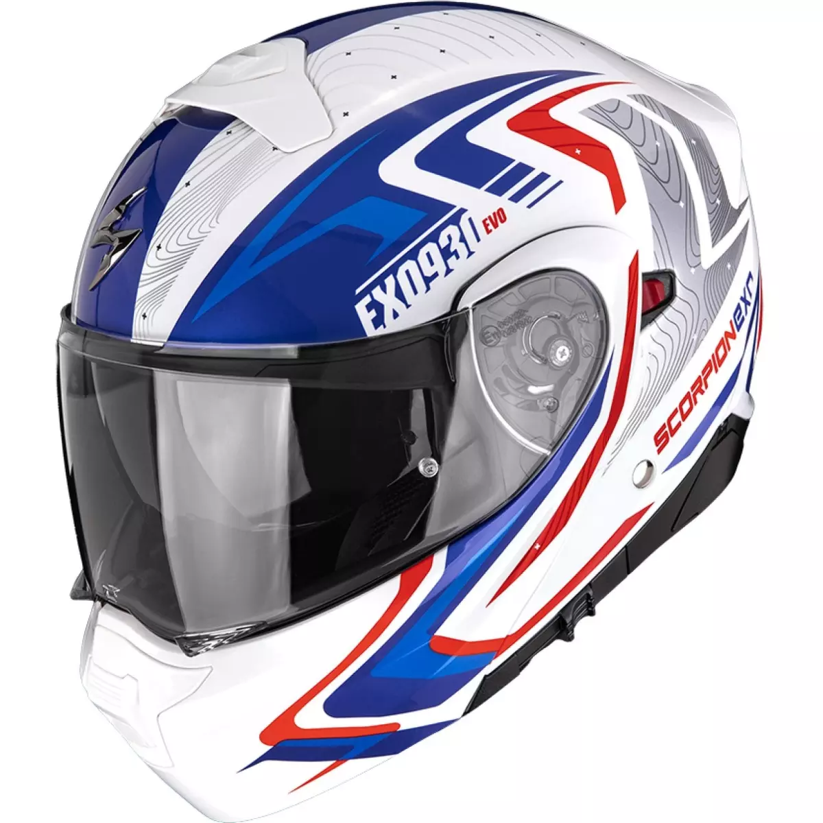 Casque Scorpion Exo-930 Evo Alpha Blanc Rouge Bleu