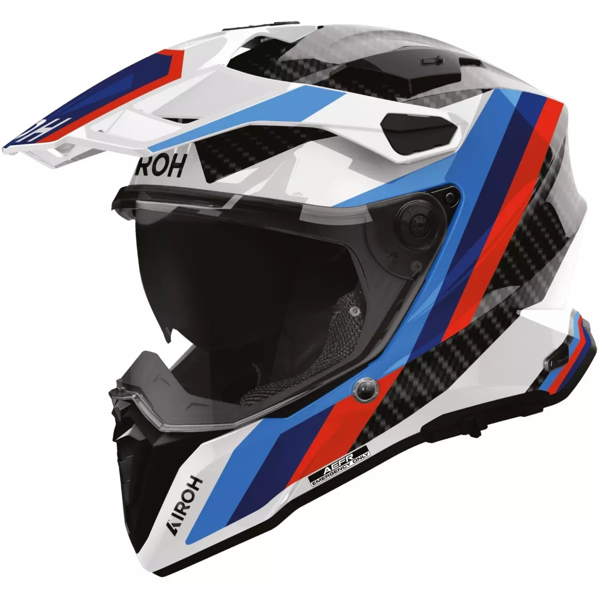 Casque Airoh Commander 2 Carbon Rank Bleu Blanc Rouge