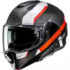 Casque HJC F100 Carbon Askan MC6HSF Noir Blanc Orange