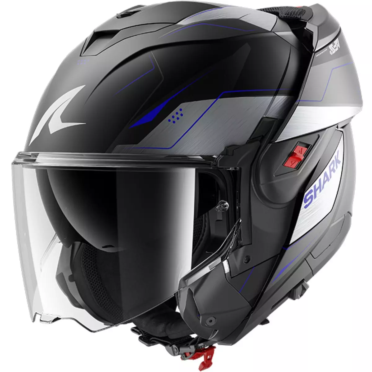 Casque Shark OXO Mekarium Noir Chrome Bleu