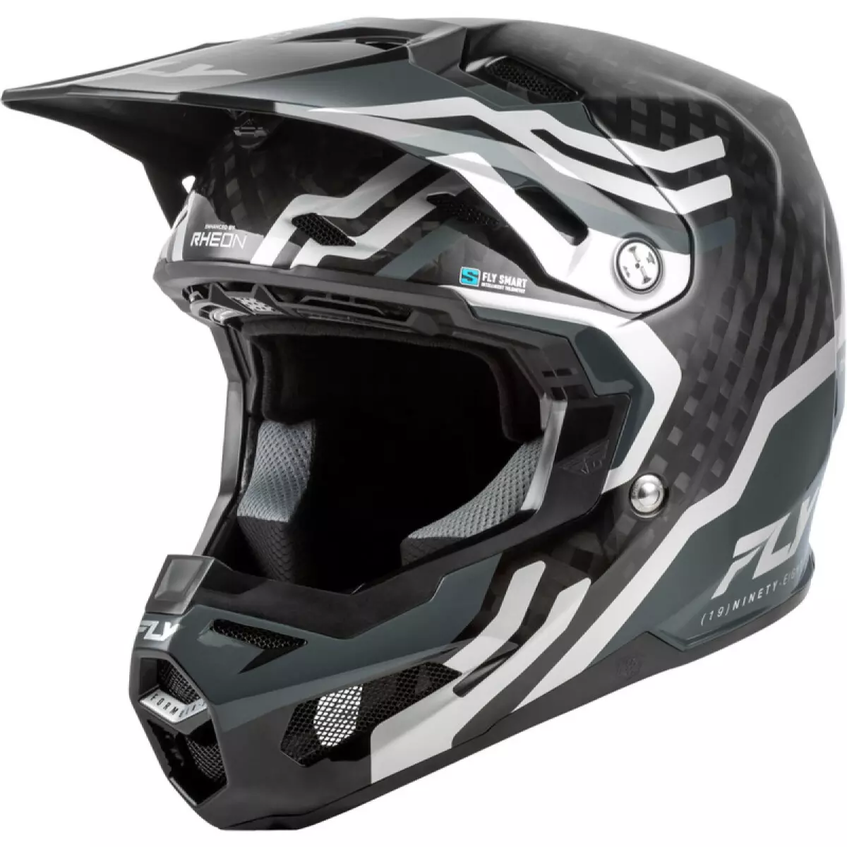 Casque Cross Fly Racing Formula S Carbon Byte Noir Carbone Gris Argent