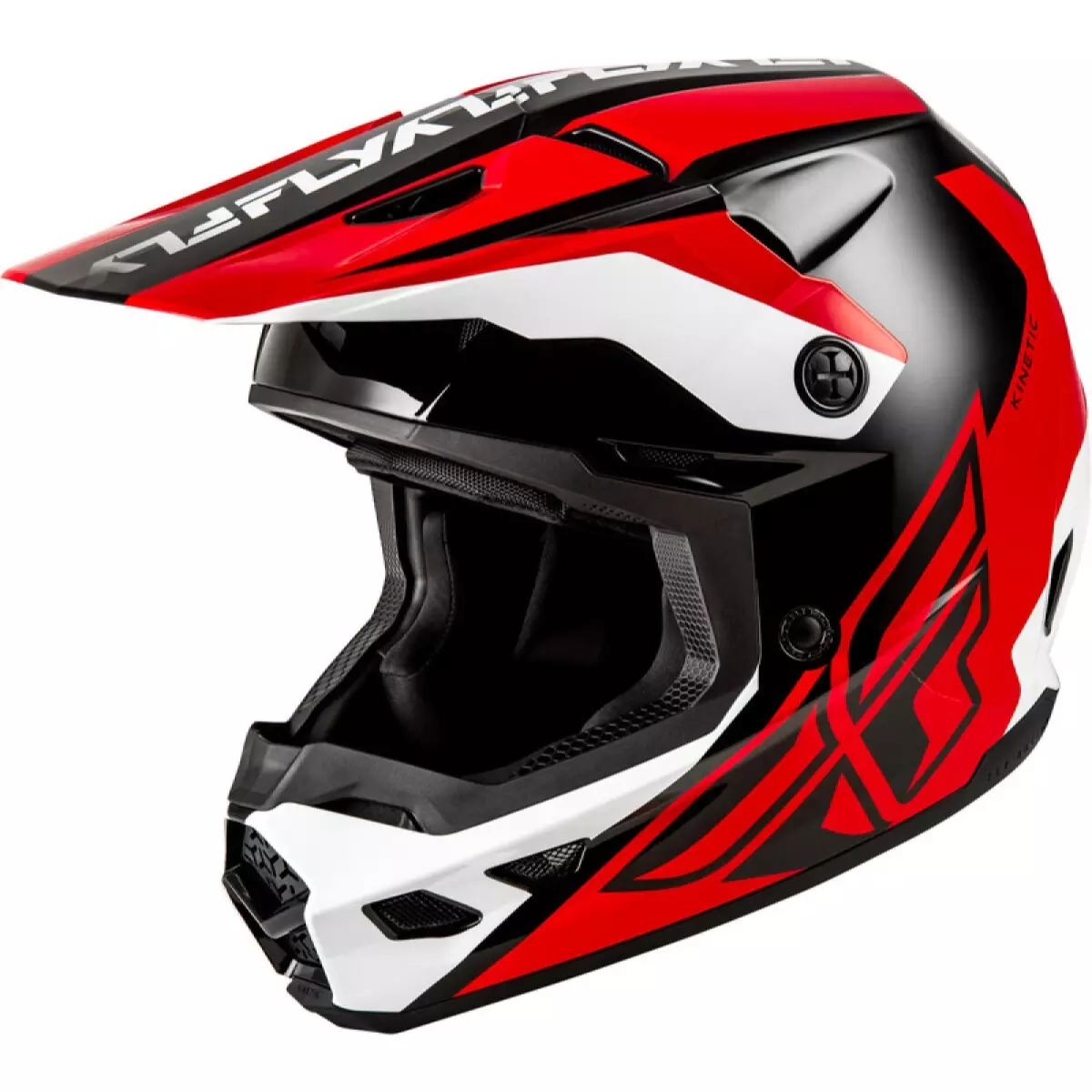 Casque Cross Fly Racing Kinetic Crest Rouge Noir Blanc