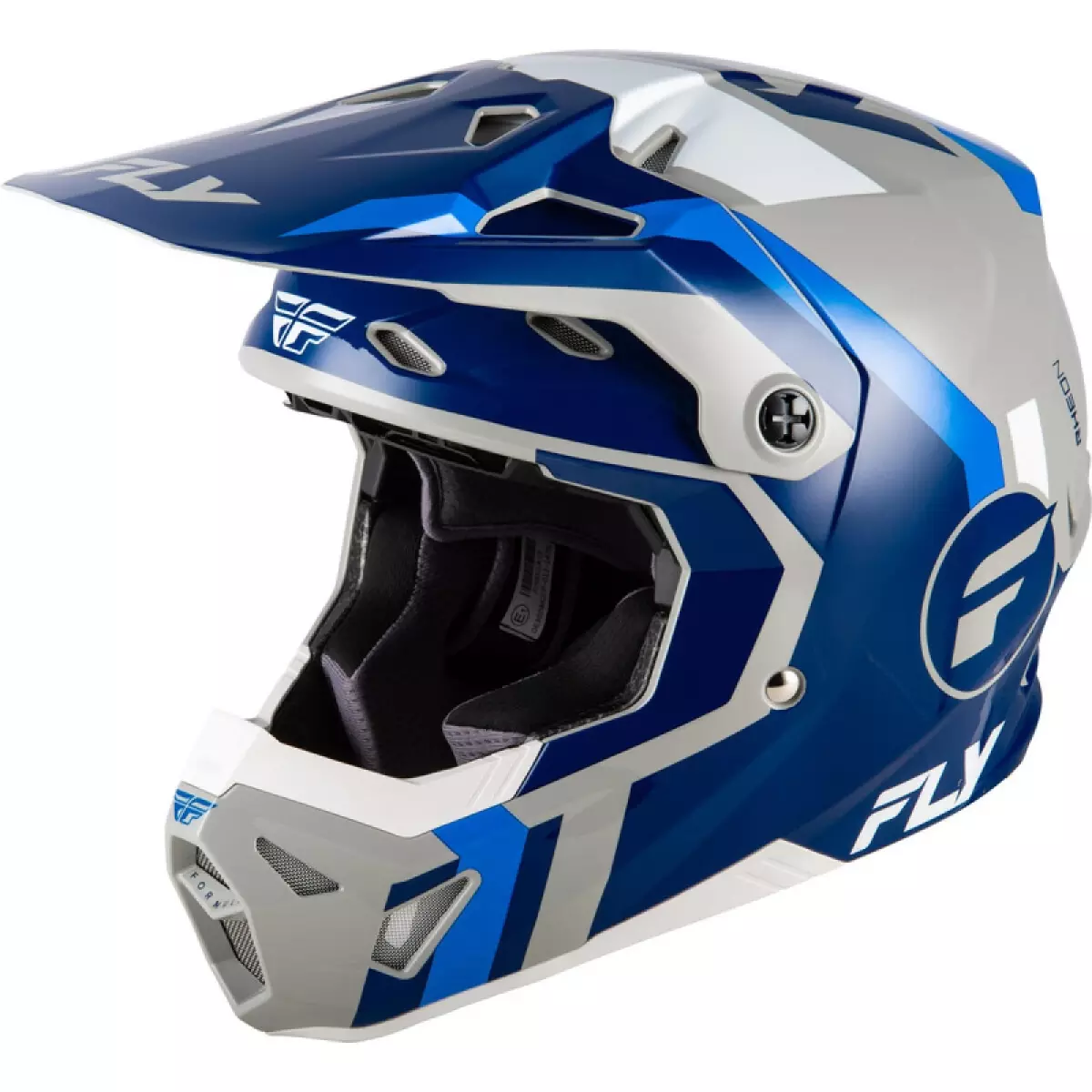 Casque Cross Fly Racing Formula CP Seal Bleu Marine Bleu Gris