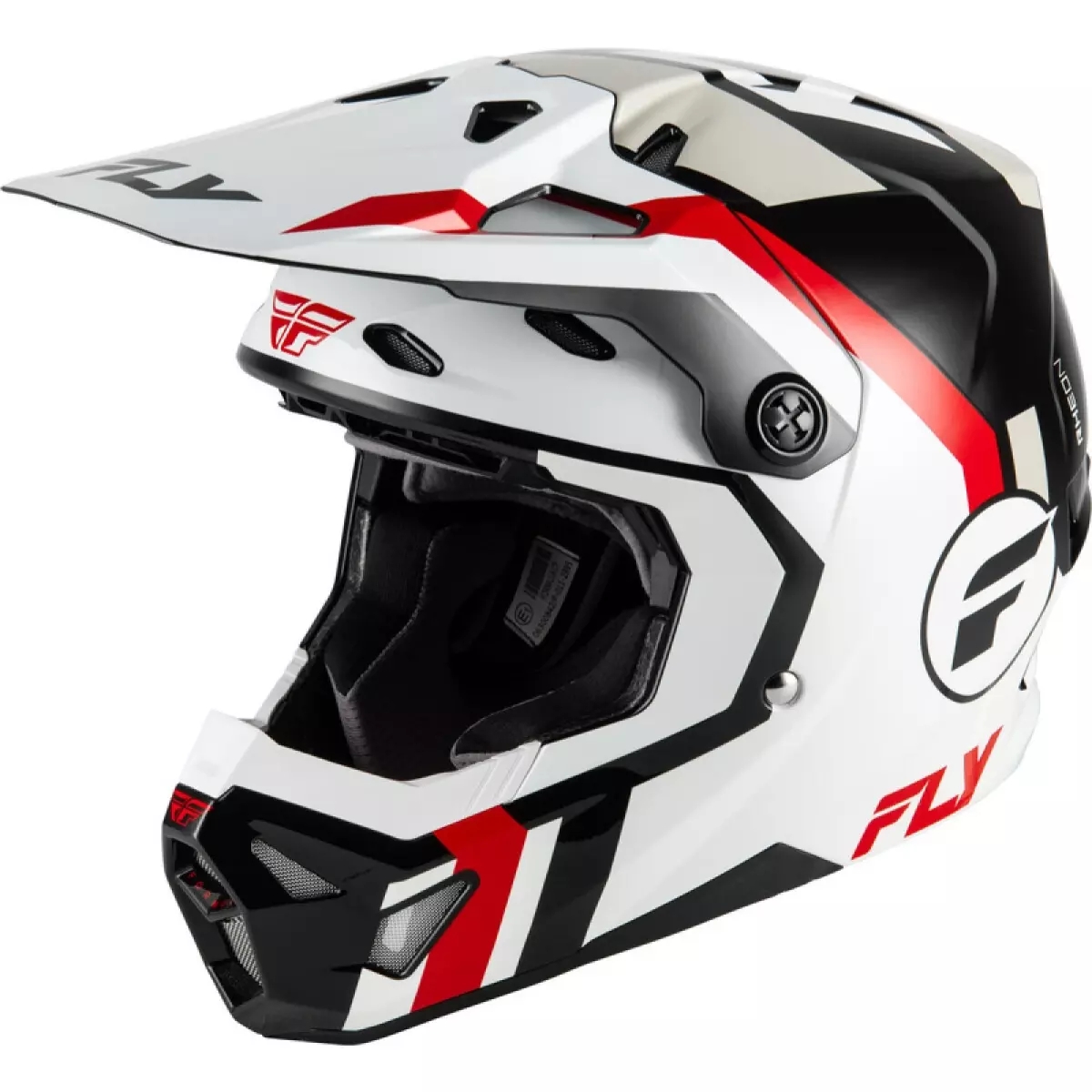 Casque Cross Fly Racing Formula CP Seal Blanc Noir Rouge