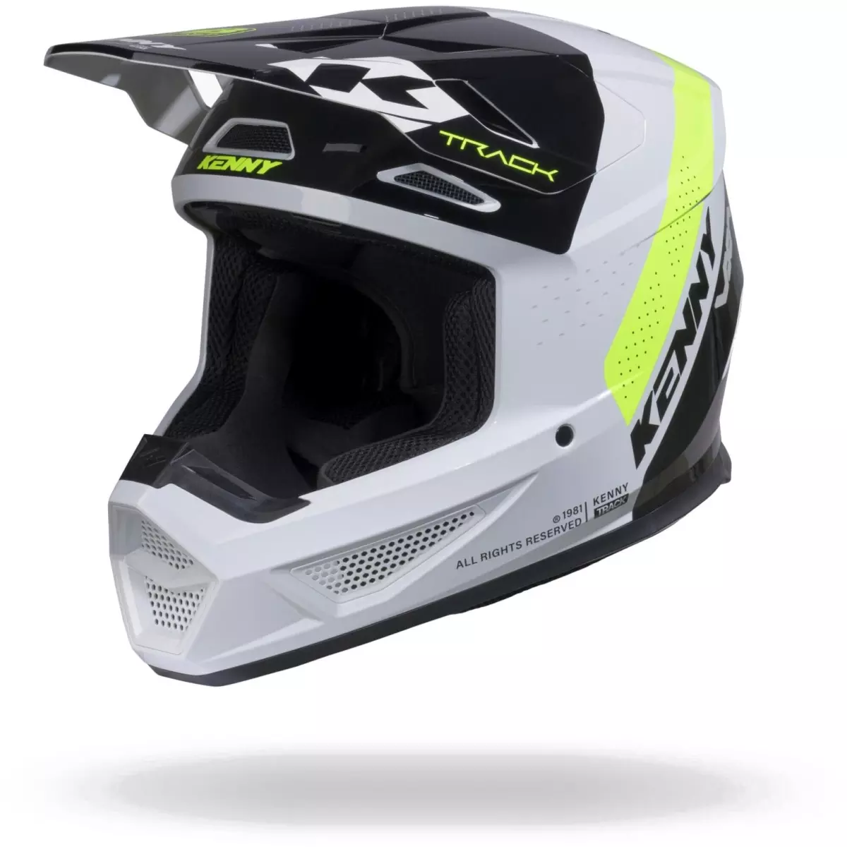 Casque Cross Kenny Track Graphic Blast Blanc Jaune Fluo