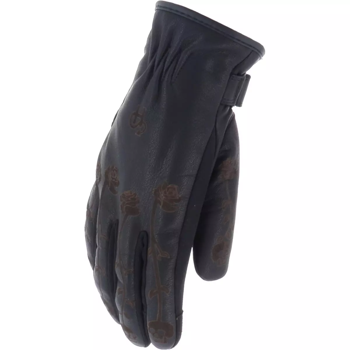 Gants Femme Helstons Skull Flowers Noir