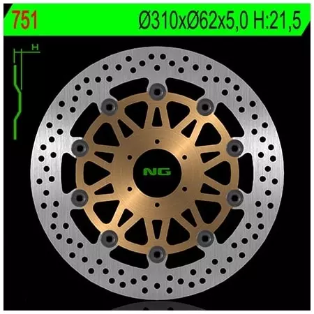 Disque de Frein Avant NG 751 Rond Flottant Honda CBR900RR - Freinage NG BRAKE