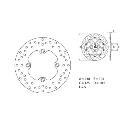 Disque de Frein Brembo Serie Oro rond fixe type 68B40780 - Freinage BREMBO
